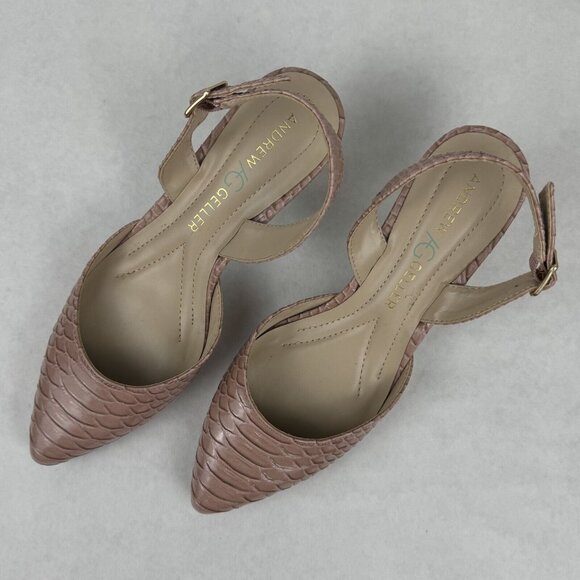 Andrew Geller Neveah Womens Coral Slingback Kitten Heels Pointed Toe Size 7M - Picture 4 of 11